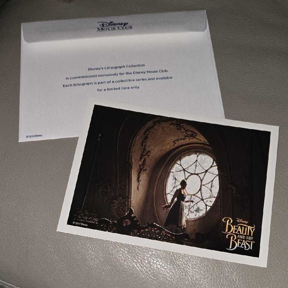 Disney Beauty and the Beast Lithograph with Gold and Black Accents